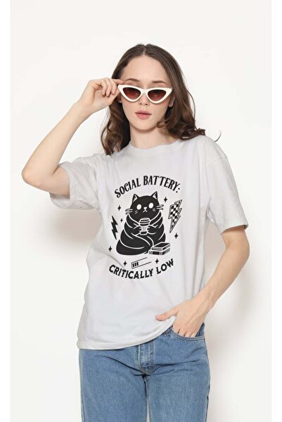 buzagi tasarım ürünleri Sarkastik Regular Fit Unisex White T-Shirt