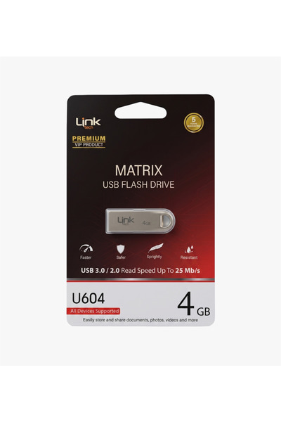 Linktech Matrix 4gb Usb 2.0 Metal Usb Flash Bellek U604