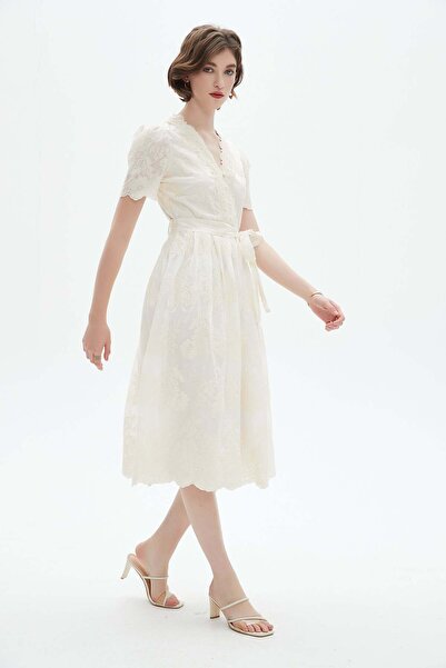 Livia Women's Midi Lace Half-Sleeve Dress