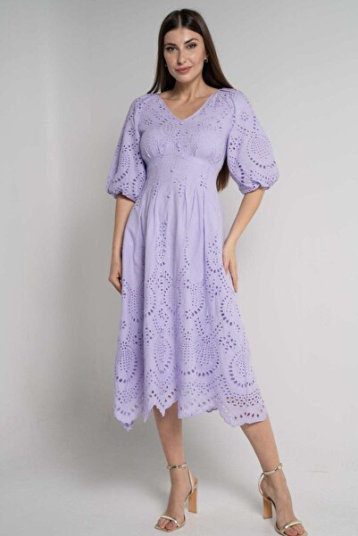 mica 3/4 Sleeve Women's Lace Midi Dress