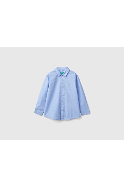 United Colors of Benetton قميص قطني بأكمام طويلة وياقة كلاسيكية للأولاد