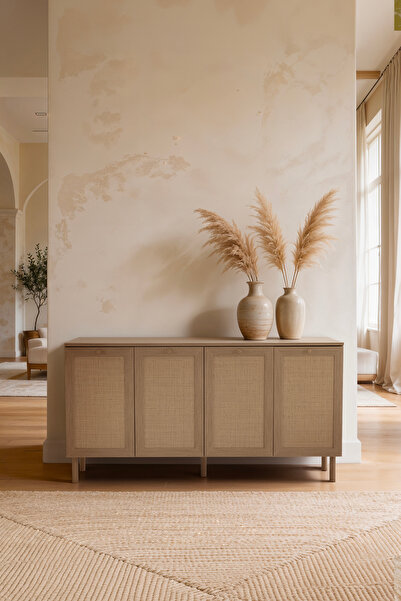 SARMOBİ Baru 4 Kapaklı Konsol 160x80x42 cm Cadiz Meşe – İskandinav Tasarım