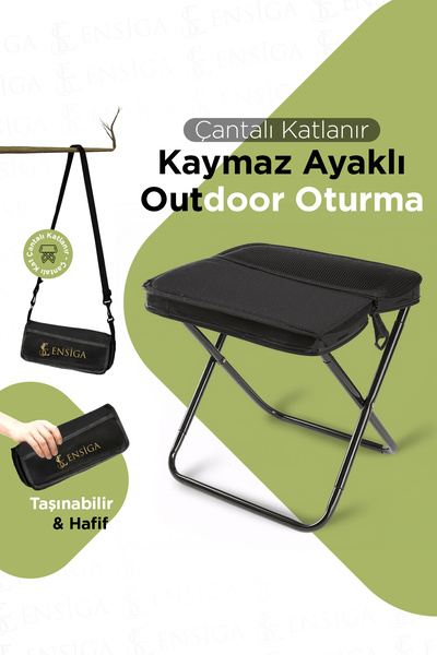 EN SİGA Çantalı Katlanır Kamp Taburesi Taşınabilir Hafif Dayanıklı Kaymaz Aya...