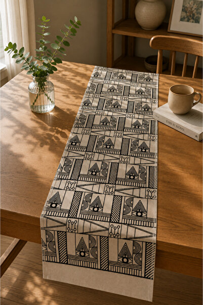 Typoniq Attitude Included Mirage Premium Woven Embroidered Beige-Black Runner...