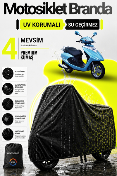 Motobros قماش القنب للدراجات النارية Honda Spacy أسود مقاوم للماء ومتين (أعلى...