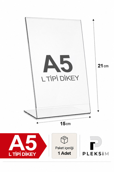 ulusoypleksi 1 Adet A5 L Tipi Dikey 21X15 Cm Şeffaf Pleksi Föylük Resimlik St...