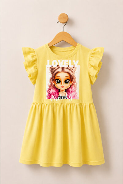 Girls Short Sleeve Lycra Combed Cotton Printed Dress