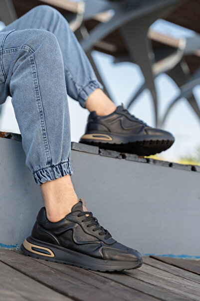 PANORAMA Inside and Outside Genuine Leather Thick Sole Men's Sneakers