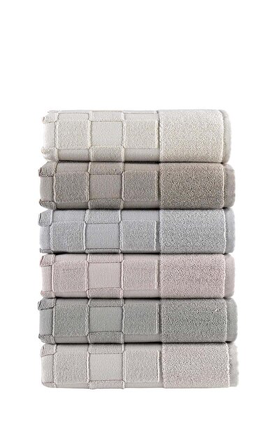 Pupilla Collection Damalı %100 Pamuk 50X70 6'Lı Ayak Havlusu - Asorti