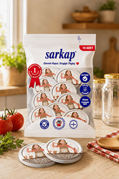 Sarkap Hijyenik Paketli 10 Adet Kavanoz Kapağı – Aşçı Kadın - 82mm