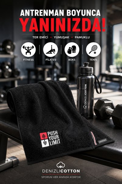 denizlicotton Prosop sport brodat din bumbac, antibacterian, absorbant transpirația Plăci de fitness Box Tenis Prosop sport