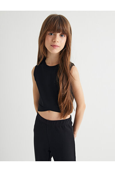 Koton Crop Triko Atlet Halter Yaka Dar Kalıp Asimetrik Kesim