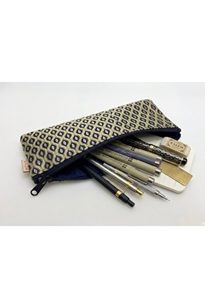 GENCATELİER Retro Geometric Pattern Woven Fabric Pencil Case & Multi-Purpose ...