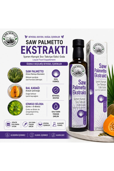 Emr Kervan Herbs Garden Saw Palmetto Ekstraktı İçeren Karışık Sıvı Takviye Ed...