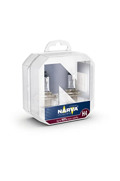 Narva Set de 2 becuri halogene pentru faruri auto H4 60/55W 12V, putere +90%