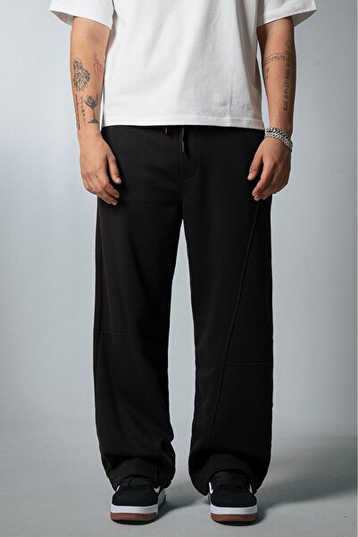 GRJ denim Linear Cut Black Men's Sweatpants
