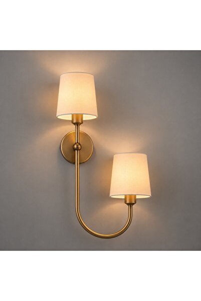 AKDENİZ AYDINLATMA ELEKTRİK MALZEMELERİ Double Arm Wall Lamp with On-Off Butt...