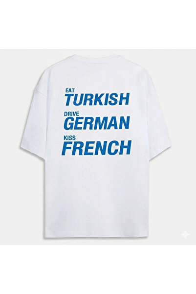 SVART WEAR Mănâncă turcesc Condu germană Sărută franceză Tricou unisex suprad...