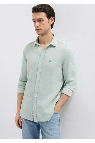 Mavi Mühür Logo Nakışlı Yeşil Gömlek Slim Fit / Dar Kesim 0211899-71909