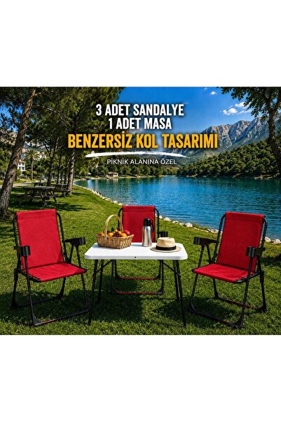 DEKOZUM HOLİDAY Kamp Seti Kamp Sandalyesi Kamp Masası Katlanır Kamp Piknik Se...