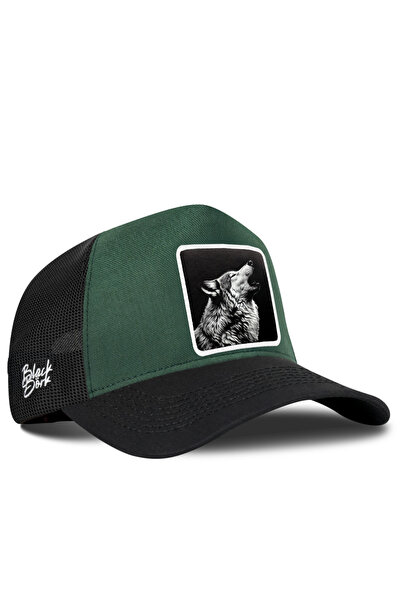 BlackBörk Wolf Logo Cordura Black-Petrol Green Trucker Hat