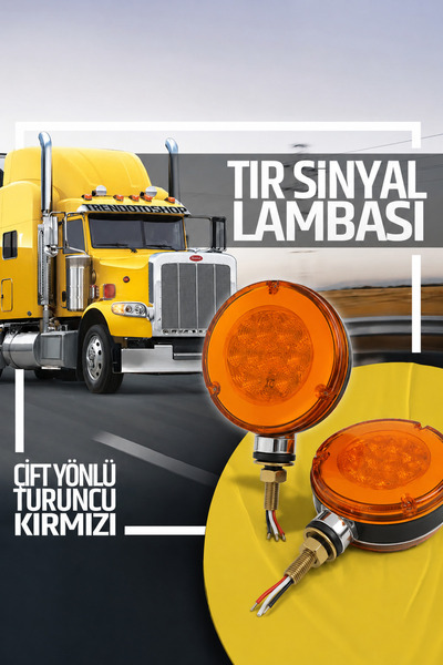 C9 Yuvarlak Kırmızı Turuncu Led Far Tır Lambası Kamyon Arka Fren Lambası Tır ...