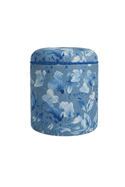GO&CO CONCEPT Blue Blossom, Doğal Dokulu Puf/Yan Sehpa