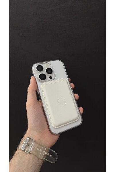TEKNOLABTR Magsafe Mıknatıslı Kartlık Deri Cüzdan Beyaz