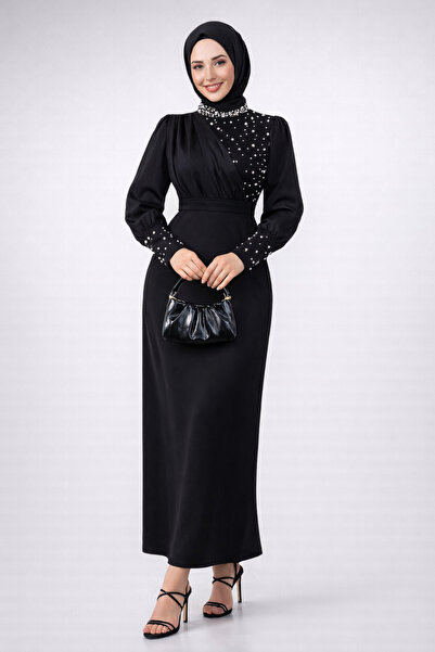 HAKKE Women's Pearl Detailed Special Occasion Dress.