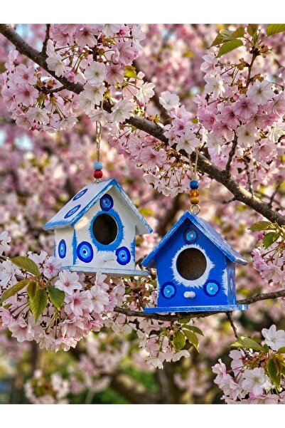 buraxe 2 adet,minik kuş evi,12×12×8 cm lik el yapımı kuş yuvası, bahçe dekora...