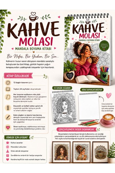 Pembe Yayınevi Yetişkinler İçin Mandala Kahveli Renkler Seti