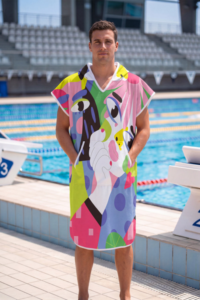sporsuit منشفة Yuku للجنسين للتدريب على السباحة في حمام السباحة مع غطاء للرأس لبطولات الصيف والشتاء