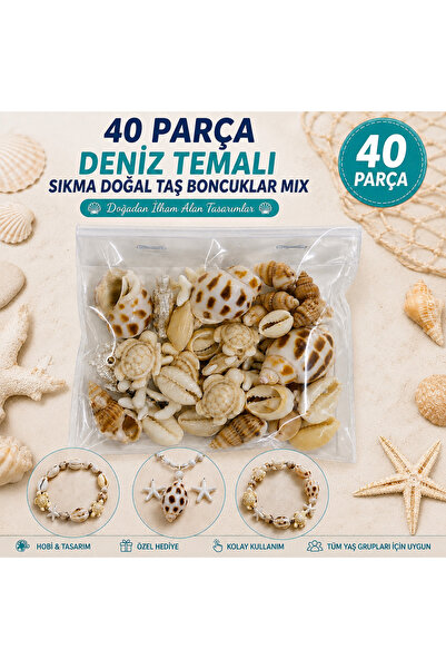 By MO Accessories Set de 40 de mărgele cu tematică marină pentru sezonul de v...