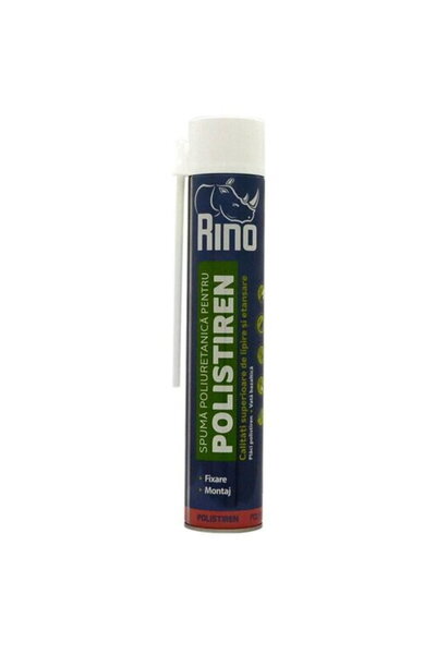 Rino Spuma poliuretanica adeziva pentru polistiren Polistiren, 750ml, cu apli...
