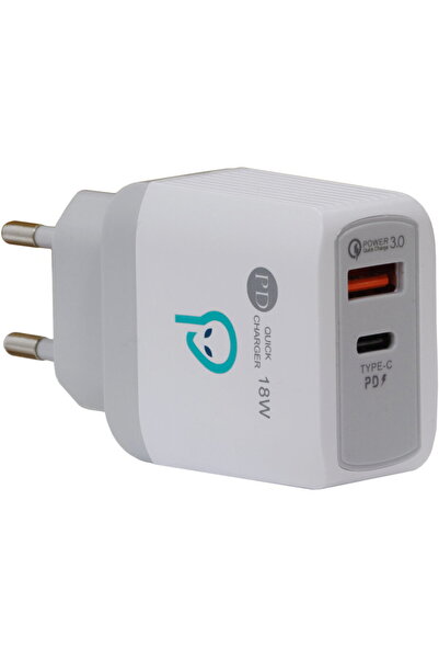 Spacer SPAR-DUOQ-01, 18W, USB Tip C + USB Tip A, Alb