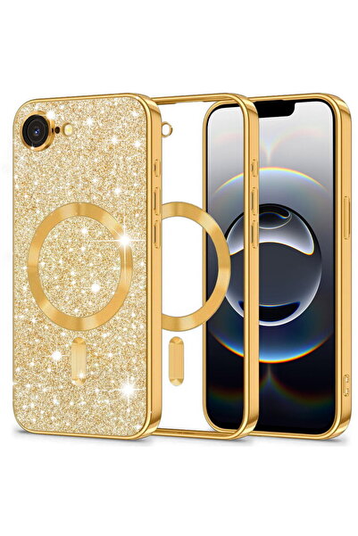 Techsuit Husă pentru iPhone 16e - Luxury Glitter MagSafe - Auriu