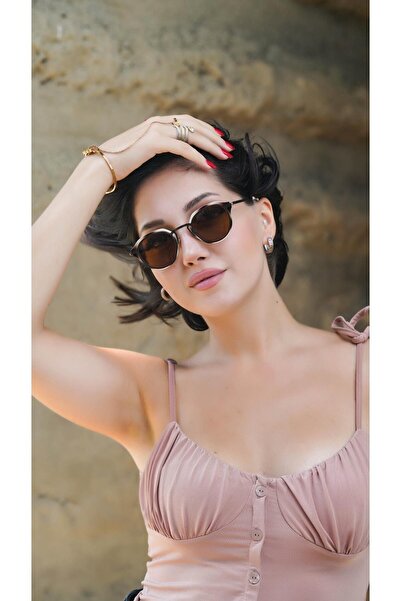 TomyHelf Women's Sunglasses Cream Coffee Frame Brown Glass