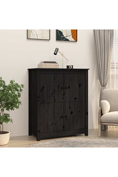 Concept Servantă, negru, 83x41,5x100 cm, lemn masiv de pin