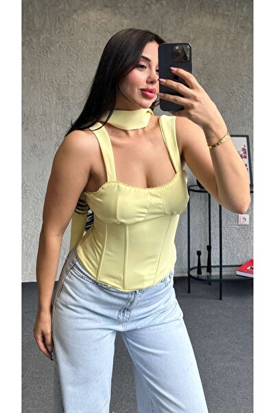 Lovely butik Γυναικεία Μπλούζα Κορσέ με Φουλάρι Premium