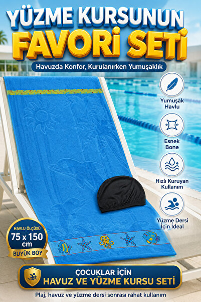 viyol marketim Children's Beach/Pool Towel 75X150 cm + Swimming Cap – Swimmin...