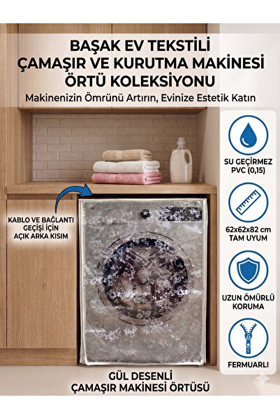 Başak Ev Tekstili Transparent Pvc Washing Machine Cover – Waterproof, Durable...