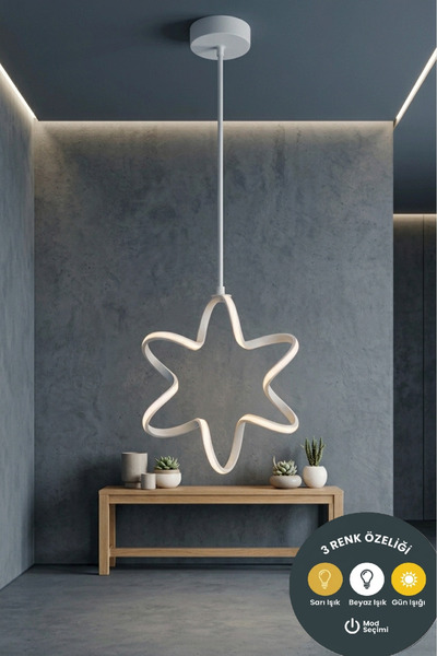 Lzy Avize Store Yıldız Model Beyaz 3 Renkli Sarkıt Modern – Salon, Çocuk Odas...