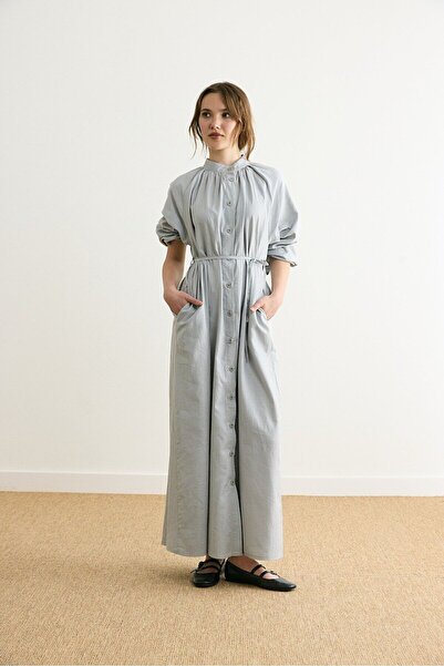 ZÜLAYS Linen Casual Dress Gray