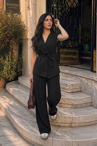 Seeh Black Basic Vest Trousers Suit Sh241