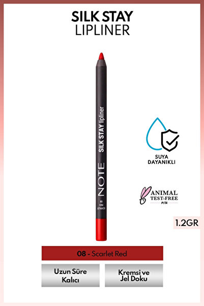 NOTE Silk Stay Lipliner Waterproof Silky Lip Liner - 08 Scarlet Red - Red