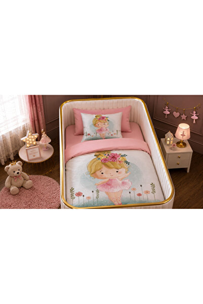 Fabeteks Ballerina Girl Floral Single Digital Baby Bedding Set