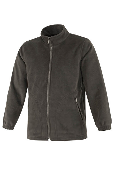 İŞMONT Men's Gray Zippered Fleece Coat with Pockets, Adjustable Drawstring De...