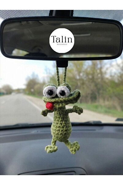 Talinhandmade El Yapımı Amigurumi Kurbağa Anahtarlık | Dikiz Aynası Süsü | Ko...