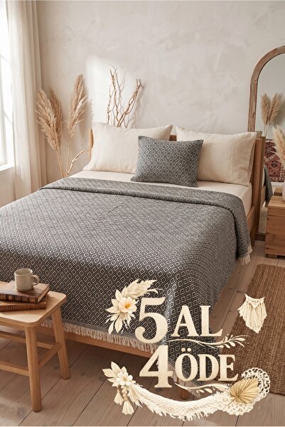 LUNGA VİTA Woven Pique Double 200X220 Multi-Purpose Bohemian Bedspread