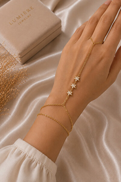 Belasso Steel Gold Color 3 Star Zircon Stone Women's Shahmeran